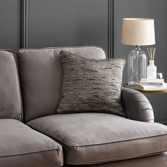 Square Cushion with Piping - Pewter, Fabric