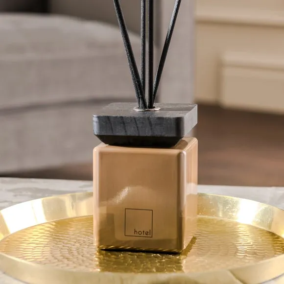 Square Reed Diffuser with Reeds - Brown Glass
