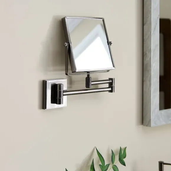 Square Vanity Wall Mirror - Black Chrome, Metal