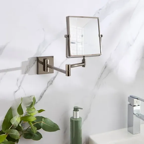 Square Vanity Wall Mirror - Black Chrome, Metal