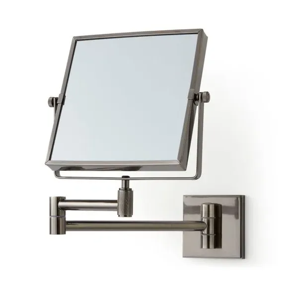 Square Vanity Wall Mirror - Black Chrome, Metal