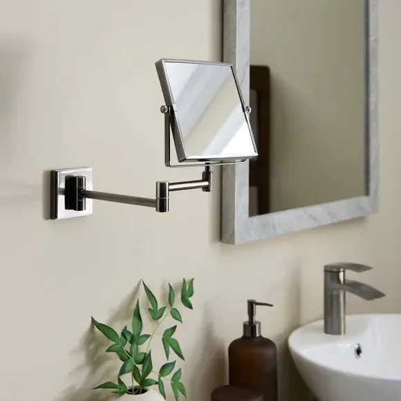 Square Vanity Wall Mirror - Black Chrome, Metal image