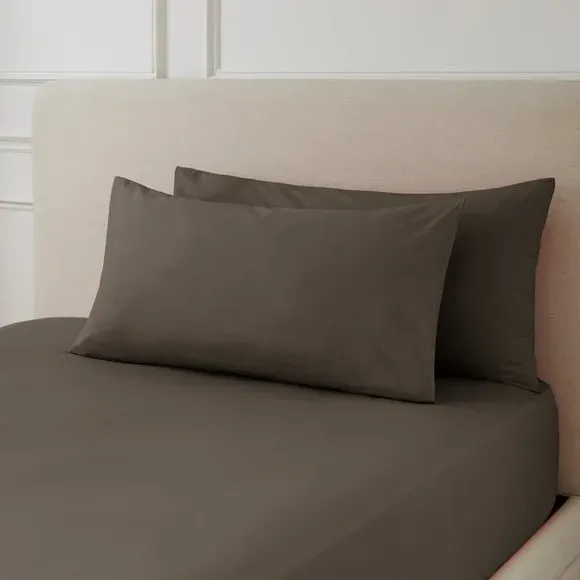 Standard Pillowcase Pair 230TC - Brown, Cotton