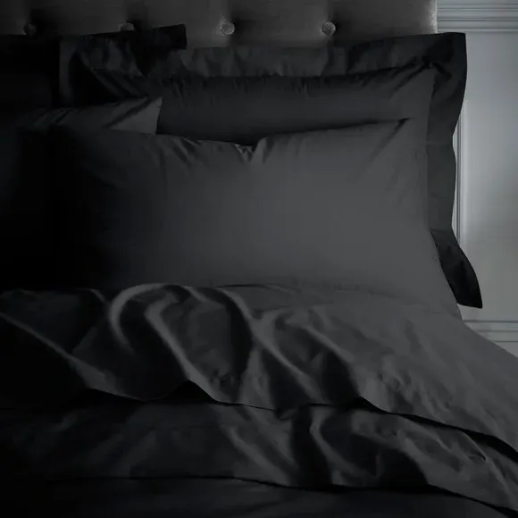 Standard Pillowcase Pair - Black, Cotton Percale