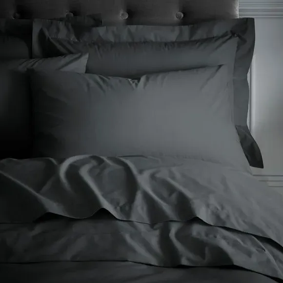 Standard Pillowcase Pair - Graphite, Cotton Percale