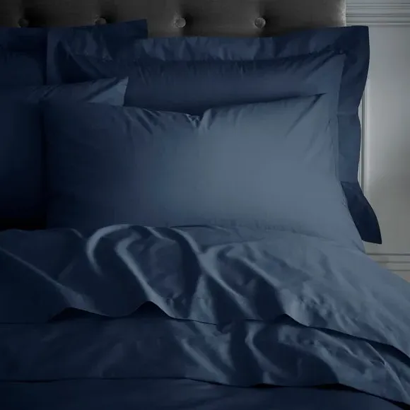 Standard Pillowcase Pair - Navy, Cotton Percale