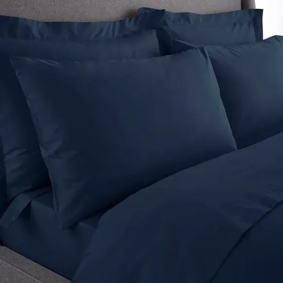 Standard Pillowcase Pair - Navy, Cotton Percale