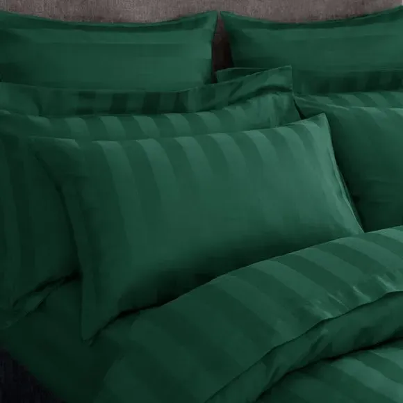 Standard Pillowcase Pair Stripe - Emerald, Cotton