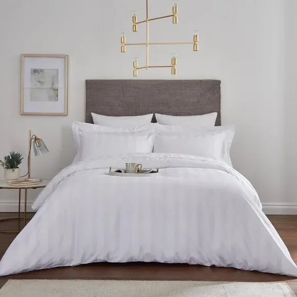 Stripe Duvet Cover 230 Thread Count - White