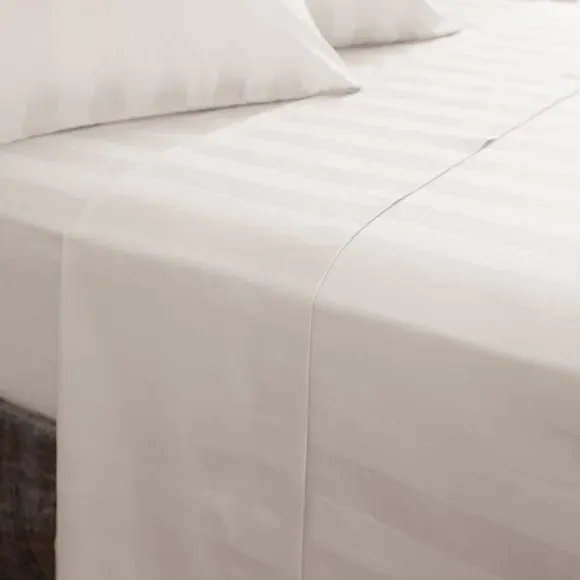 Stripe Flat Sheet 230 Thread Count - Cream, Cotton image