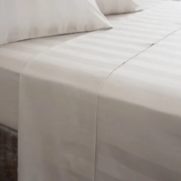 Stripe Flat Sheet 230 Thread Count - Natural, Cotton