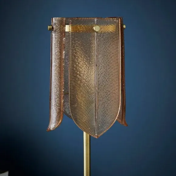 Table Lamp with Leaf Design - Champagne, Glass