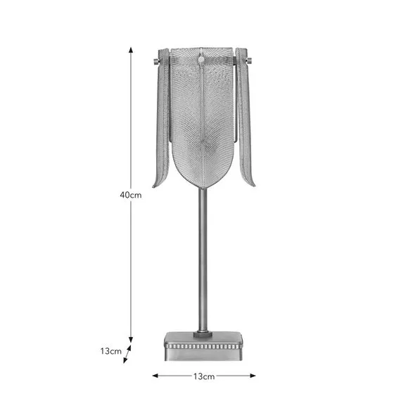 Table Lamp with Leaf Design - Champagne, Glass