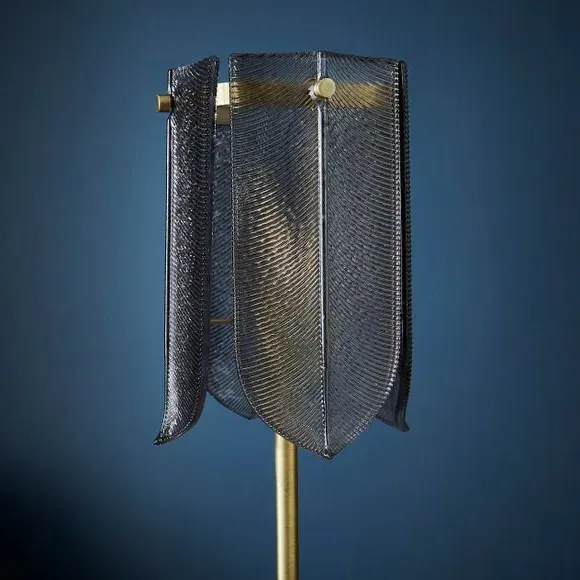 Table Lamp with Leaf Design - Smoke, Glass