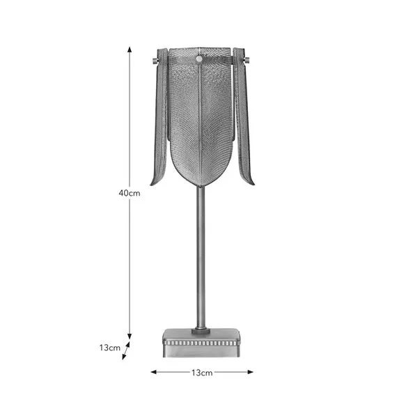 Table Lamp with Leaf Design - Smoke, Glass