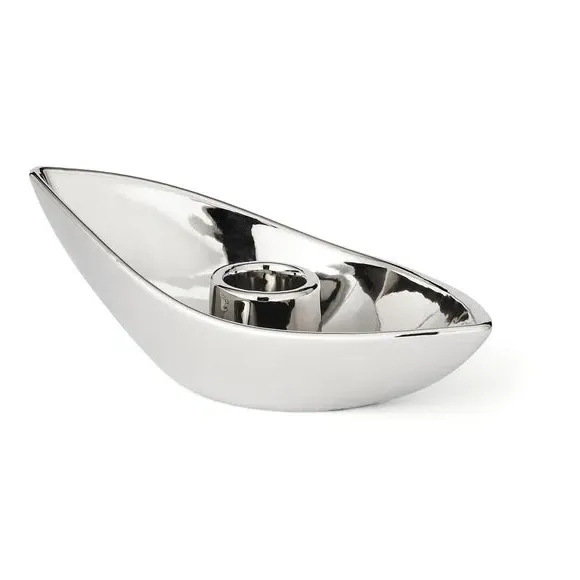 Taper Candlestick Holder - Chrome, Ceramic