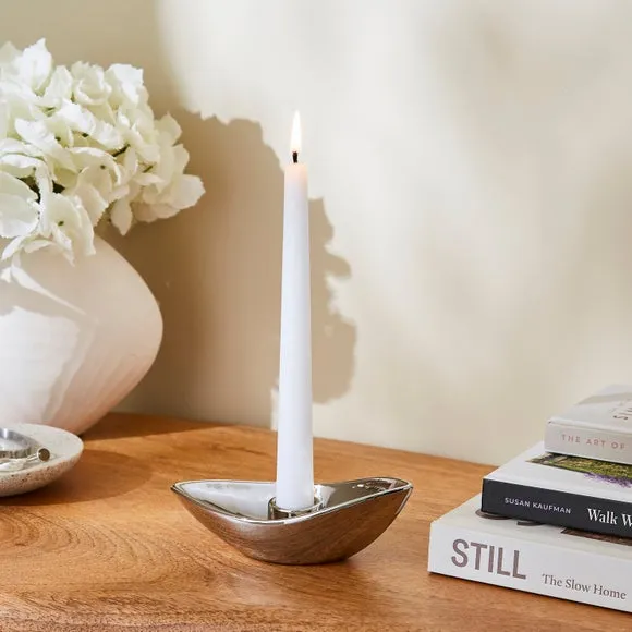 Taper Candlestick Holder - Chrome, Ceramic image