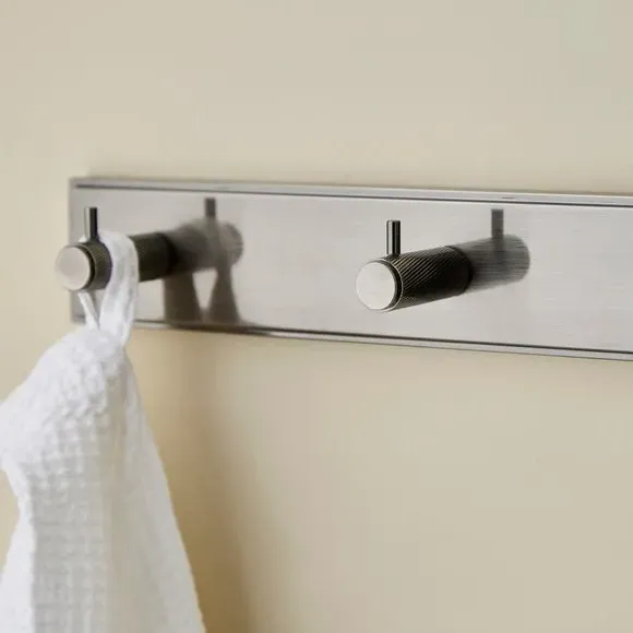 Triple Wall Hook with Knurling - Black Chrome