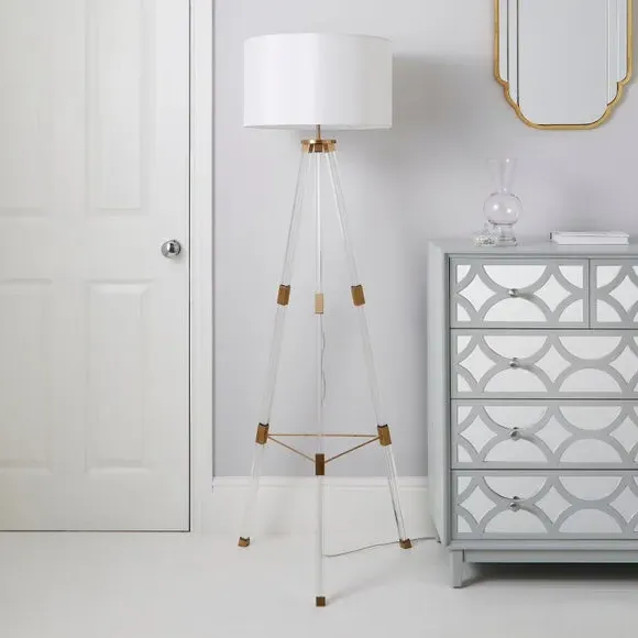 Tripod Floor Lamp with Fabric Shade - Gold