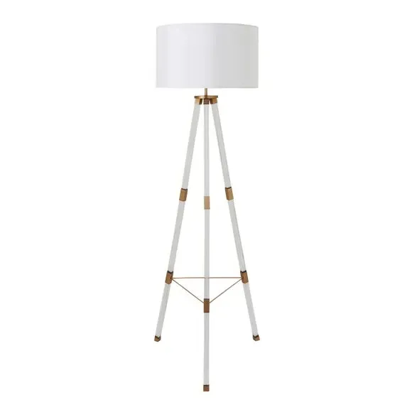 Tripod Floor Lamp with Fabric Shade - Gold