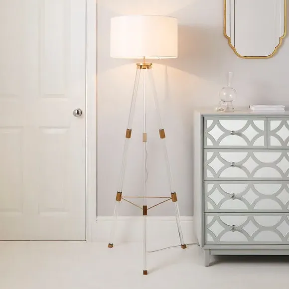 Tripod Floor Lamp with Fabric Shade - Gold image
