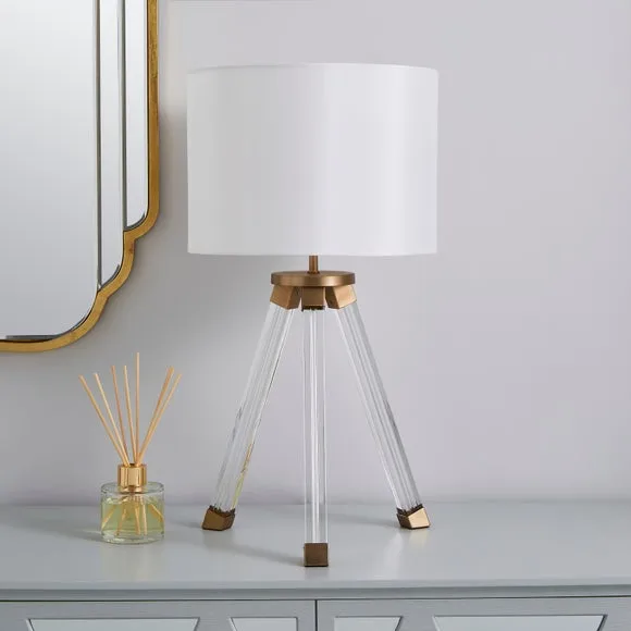 Tripod Table Lamp with Shade - Gold, Acrylic