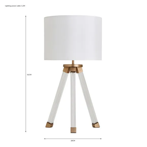 Tripod Table Lamp with Shade - Gold, Acrylic