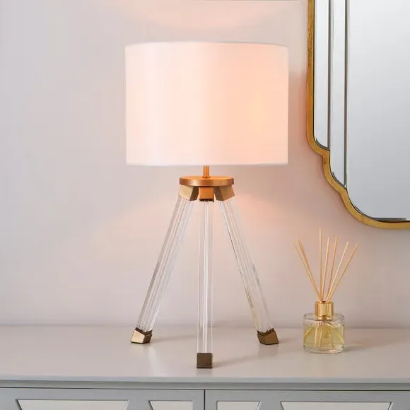Tripod Table Lamp with Shade - Gold, Acrylic image