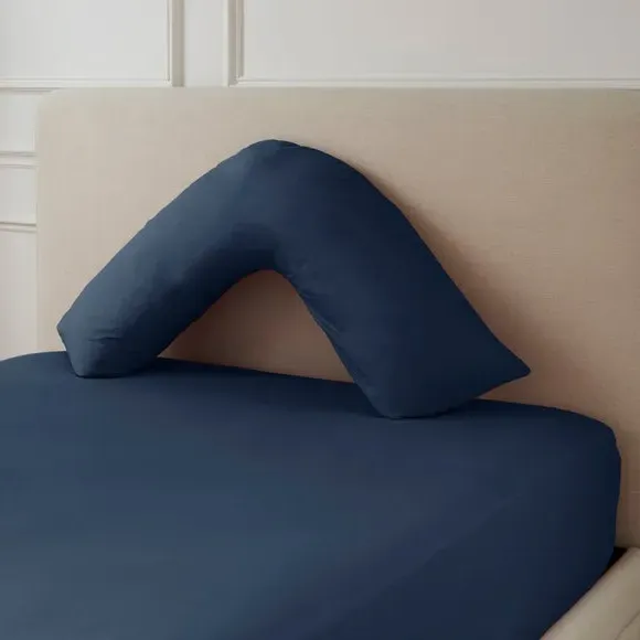 V-Shape Pillowcase 230 Thread Count - Navy, Cotton