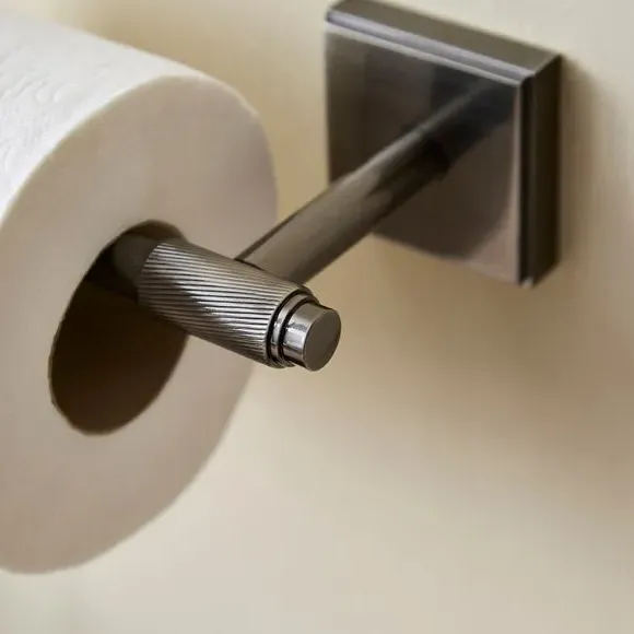 Wall Mount Toilet Roll Holder - Black Chrome