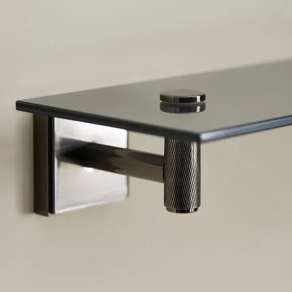 Wall Mounted Glass Shelf - Black Chrome, Metal