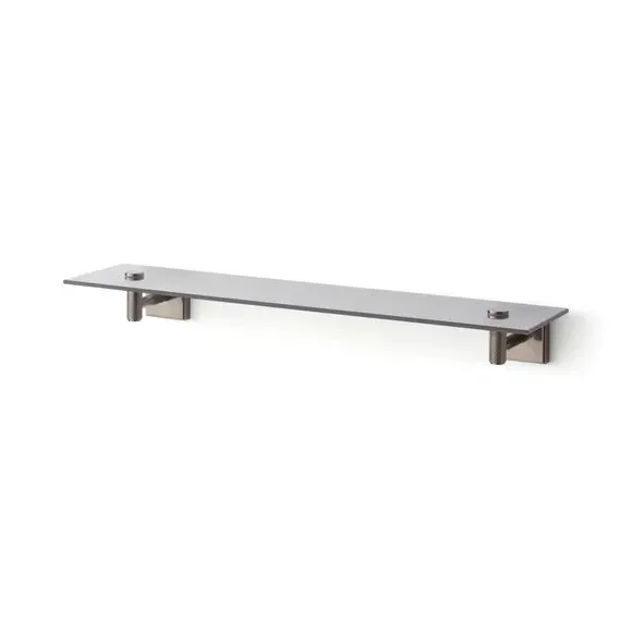 Wall Mounted Glass Shelf - Black Chrome, Metal