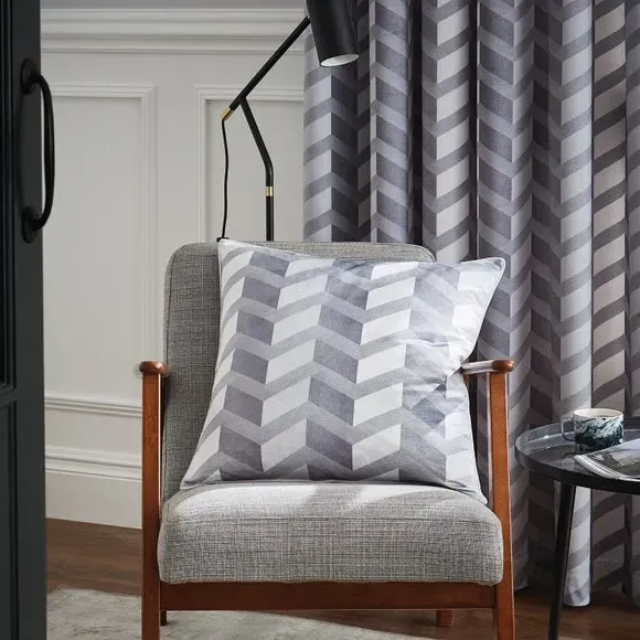 Geometric Cushion with Zip Closure - Grey, Jacquard image