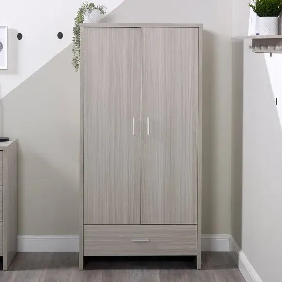 Double Door Wardrobe with Drawer - Grey image