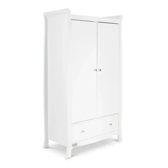 Double Door Wardrobe with Drawer - White