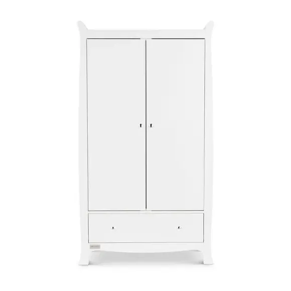 Double Door Wardrobe with Drawer - White