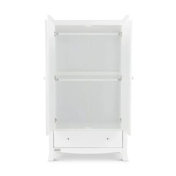 Double Door Wardrobe with Drawer - White