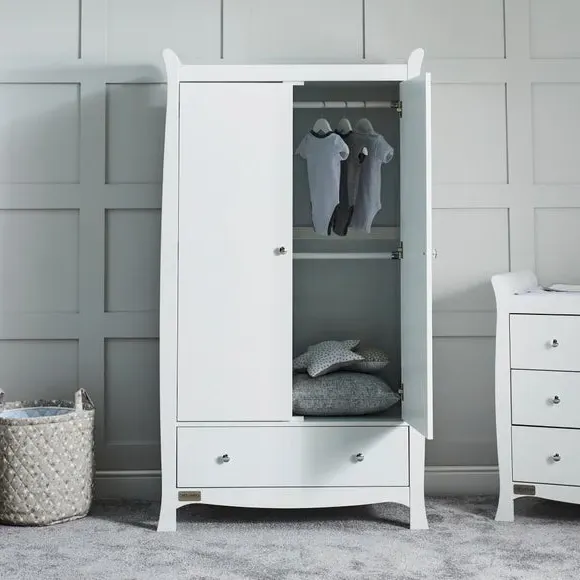 Double Door Wardrobe with Drawer - White image