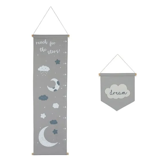 Wall Art & Growth Chart Set - Grey, Canvas