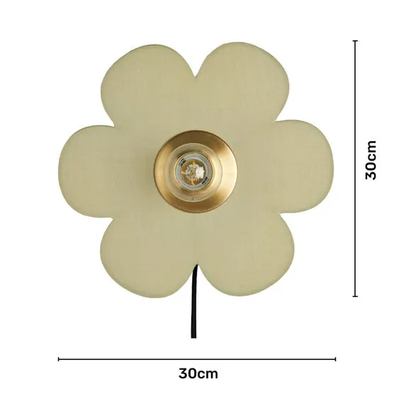 Flower Wall Light with Switch - Green, Fabric