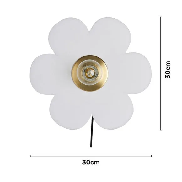 Flower Wall Light with Switch - Ivory, Fabric