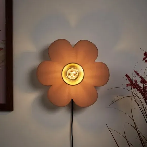 Flower Wall Light with Switch - Pink, Fabric