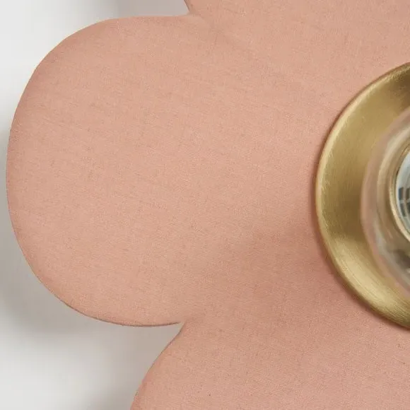 Flower Wall Light with Switch - Pink, Fabric