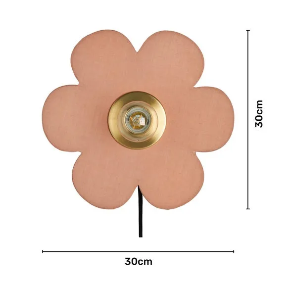 Flower Wall Light with Switch - Pink, Fabric
