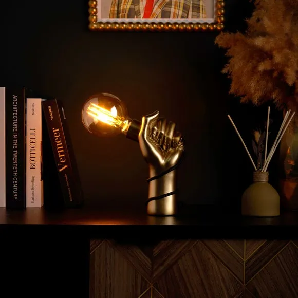 Hand Table Lamp with In-Line Switch - Gold, Resin
