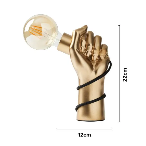 Hand Table Lamp with In-Line Switch - Gold, Resin