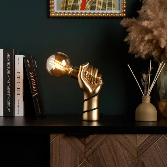 Hand Table Lamp with In-Line Switch - Gold, Resin image