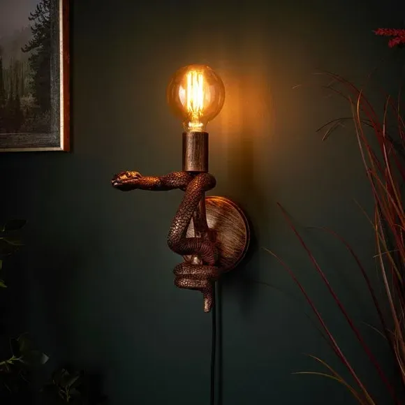 Snake Wall Light with Switch - Copper