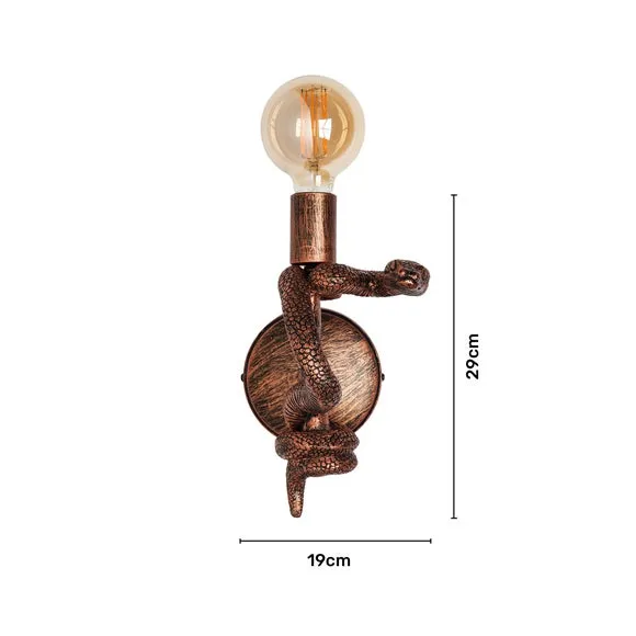 Snake Wall Light with Switch - Copper