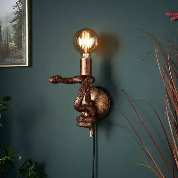 Snake Wall Light with Switch - Copper